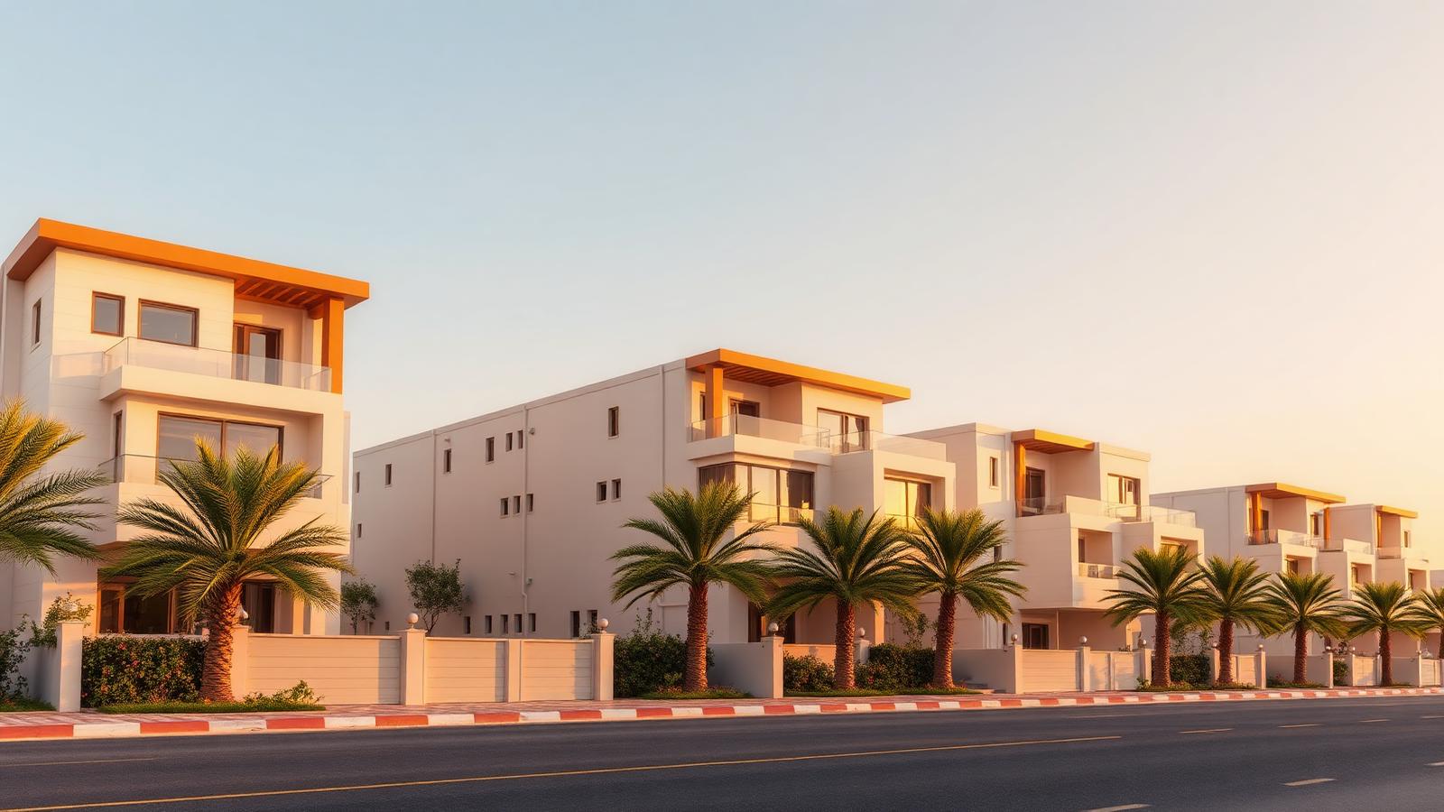 Modern residential villas and apartment buildings in Sharjah, UAE
